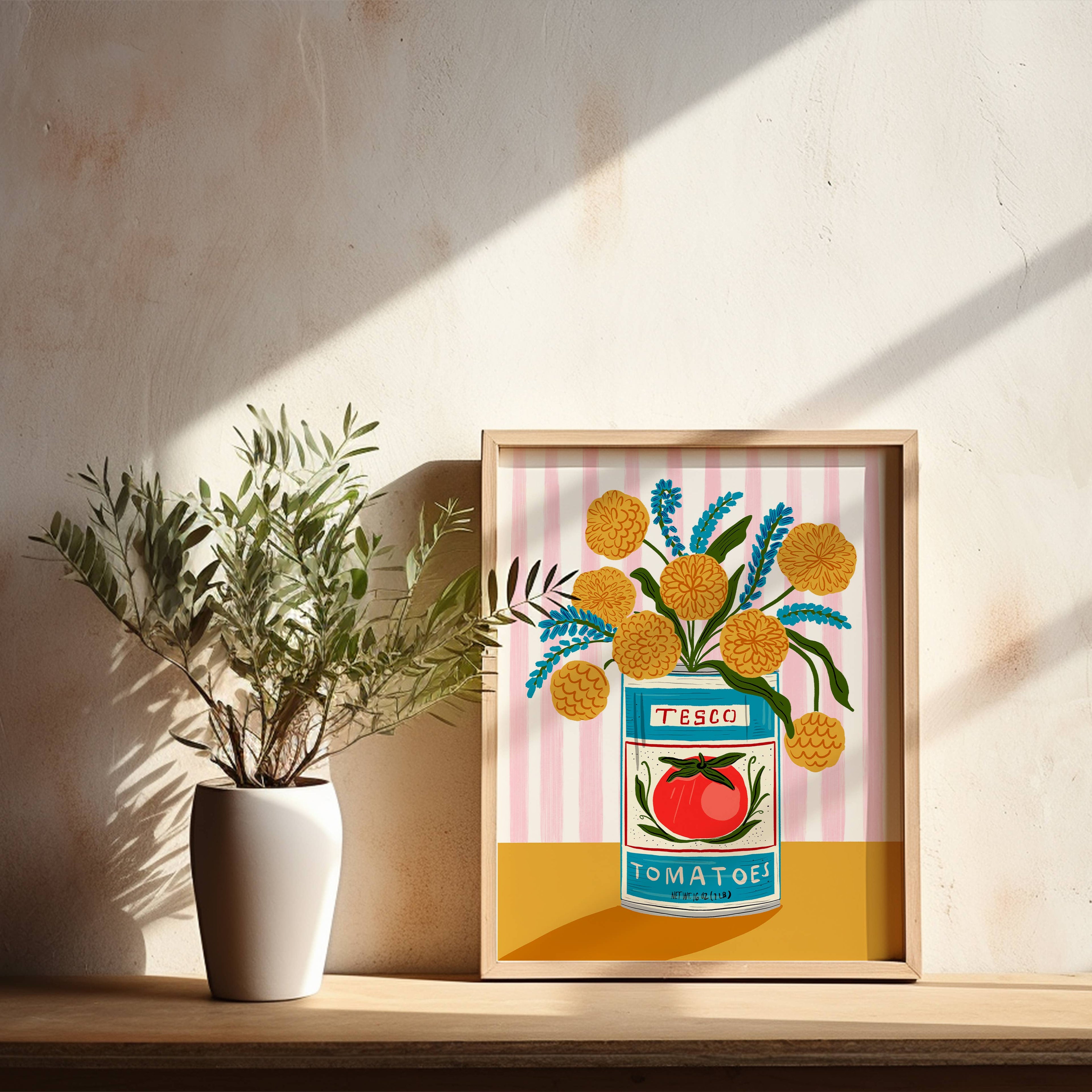 "Floral Tomato Can with Stripes" - 8" x 10" Giclée Art Print