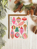 Christmas Notecard SET of 6 | Retro Ornaments