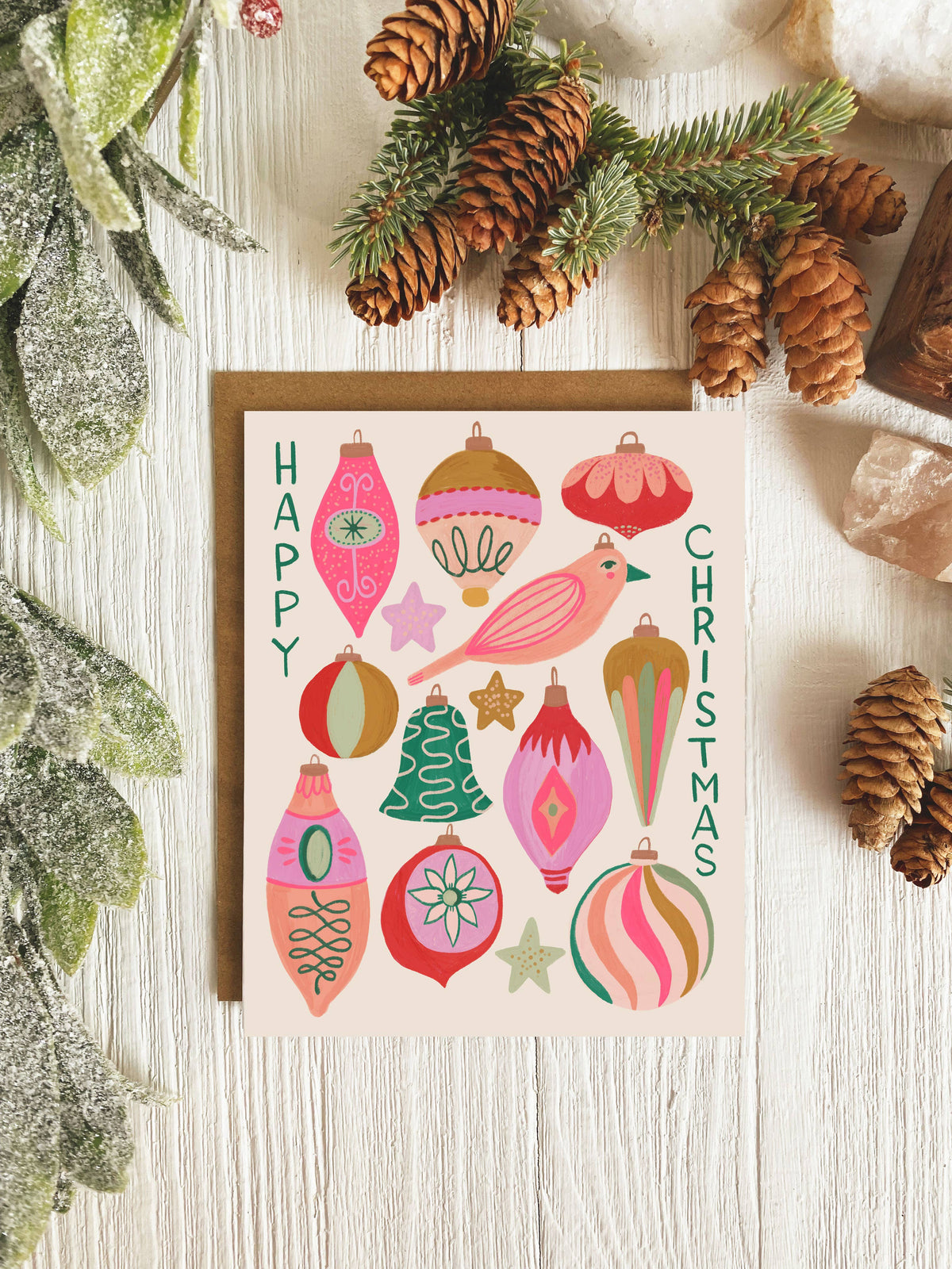 Christmas Notecard SET of 6 | Retro Ornaments