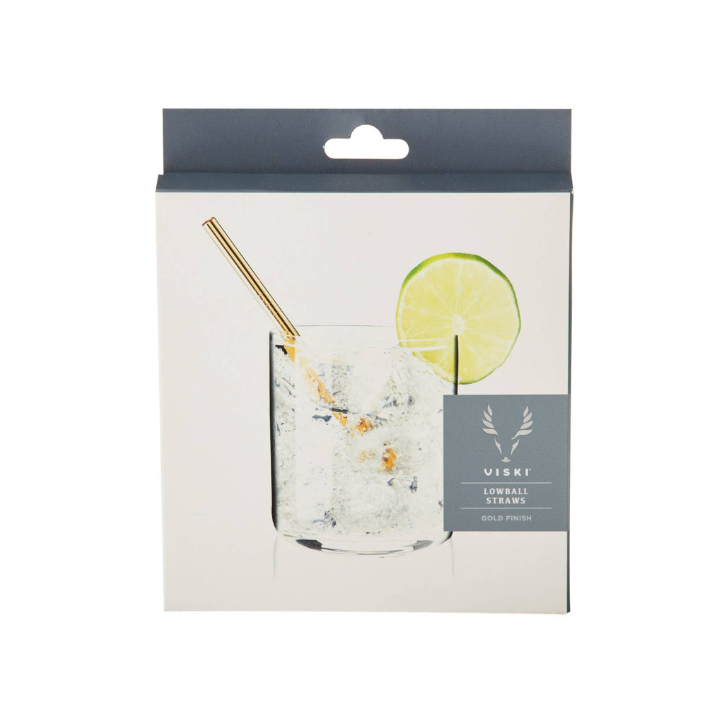 Belmont™ Reusable Gold Plated Lowball Straws Set of 6