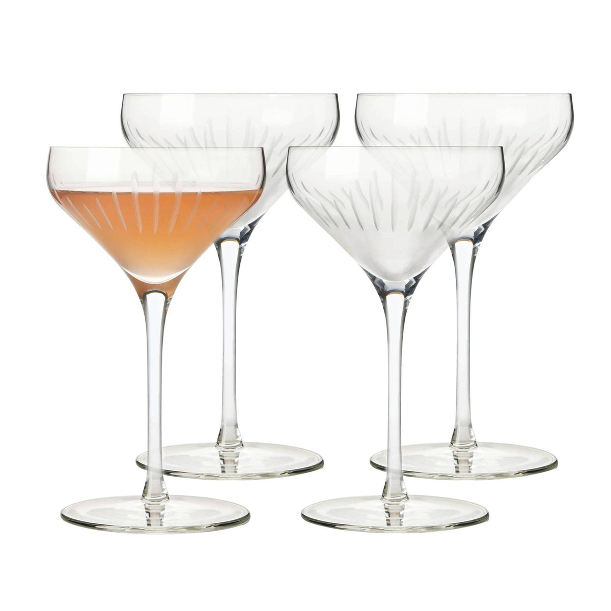 Libbey Signature Greenwich Diamond Cut Coupe Cocktail Glasses, 8 ounce