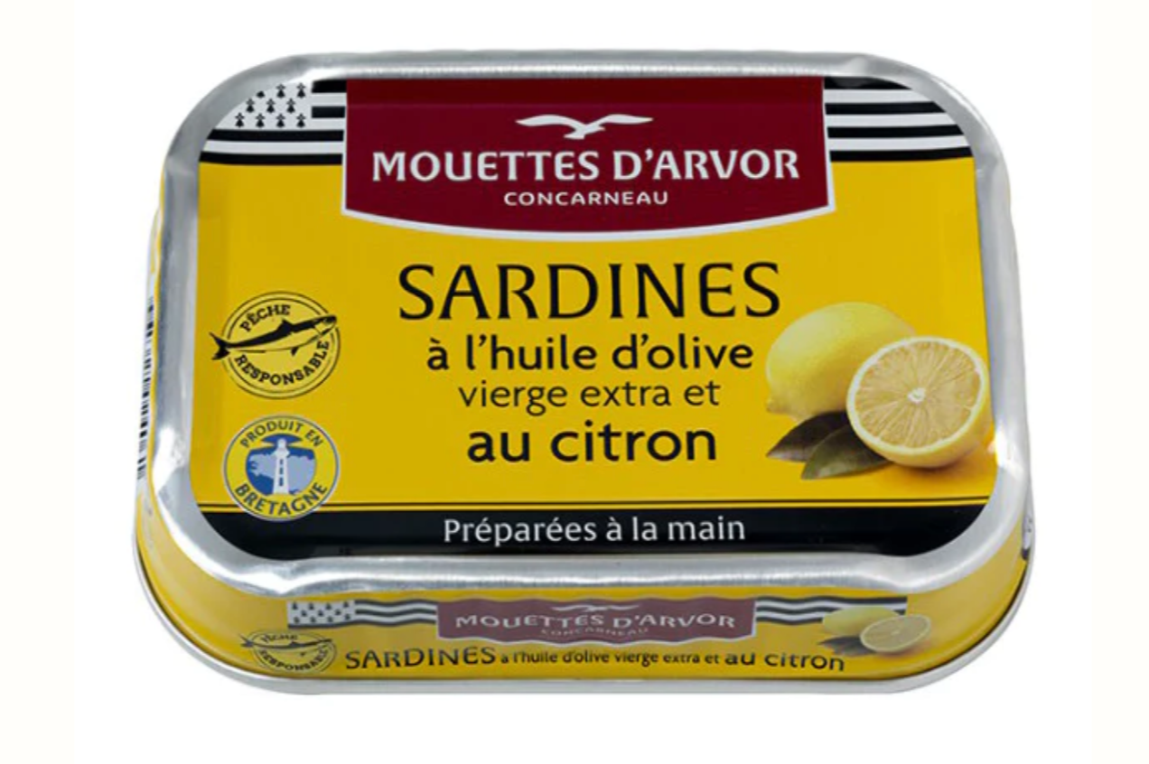 Mouettes d'Arvor Sardines w/ Lemon & Extra Virgin Olive Oil
