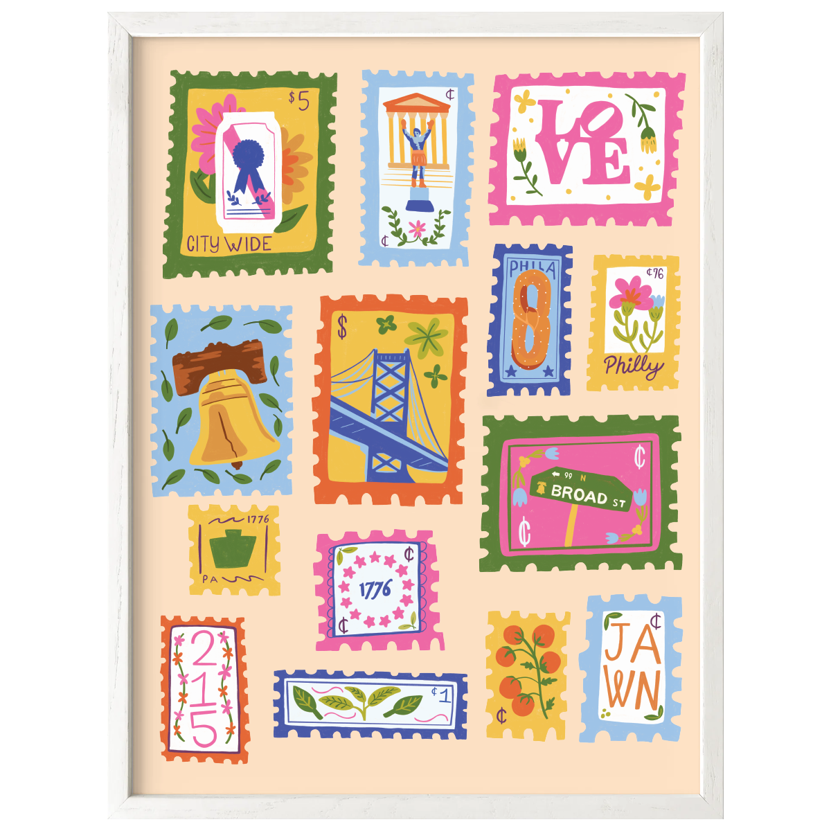 Philadelphia Neighborhood Stamp Cute Art Print