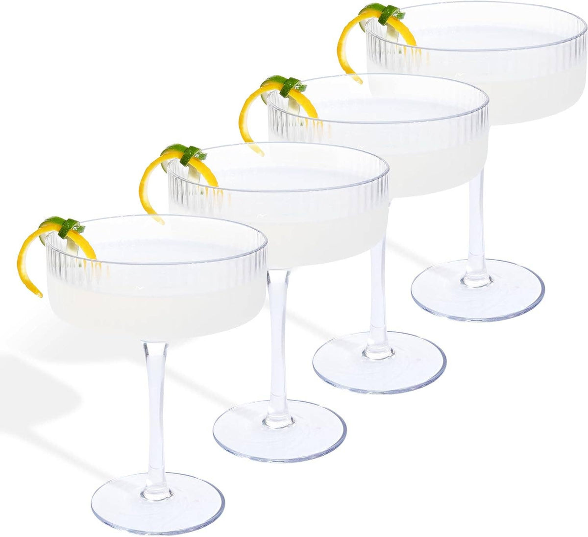 Ribbed Vintage Art Deco Coupe Glasses-12oz