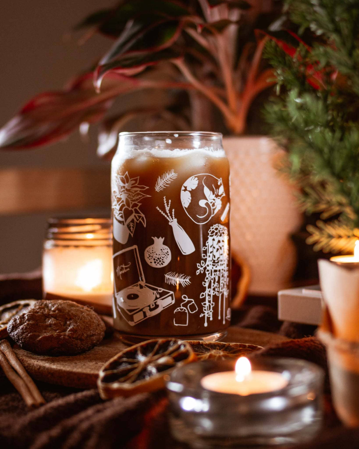 Cancelled Plans Can Glass | plants, records, cats & tea 16 oz