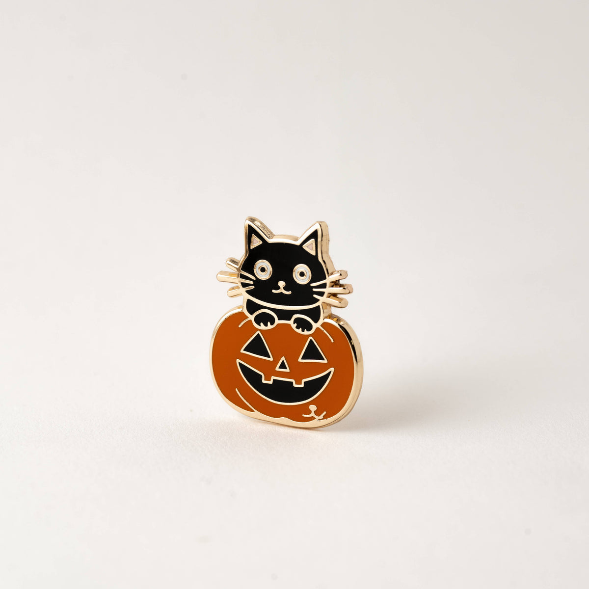 Pumpkin & Black Cat Pin, Jack o lantern, Halloween