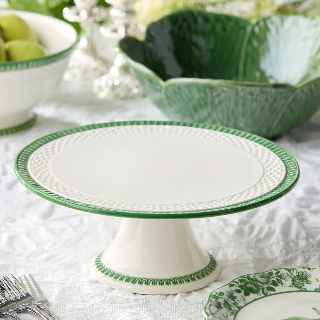 Le Jardin Embossed Rattan Footed Cake Plate