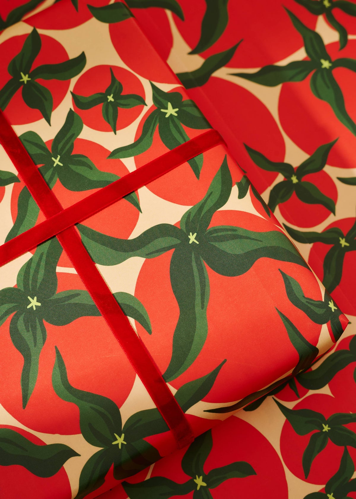 Squiggle Sardine Stripe & Tomato Double Sided Gift Wrap- Set of 3 Sheets