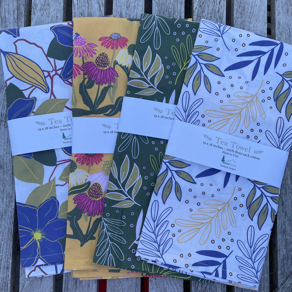 Coneflower Buzz Tea Towel
