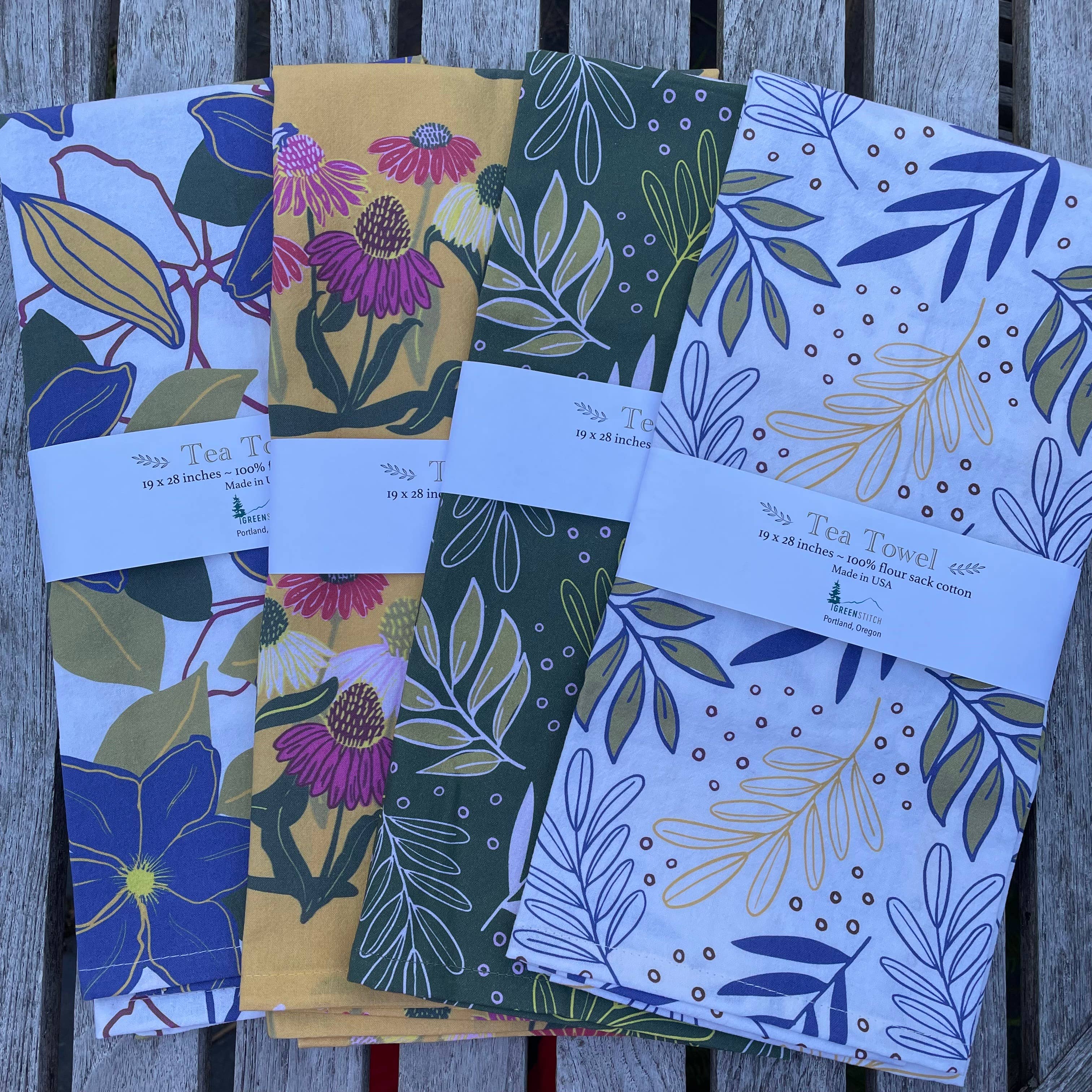 Coneflower Buzz Tea Towel