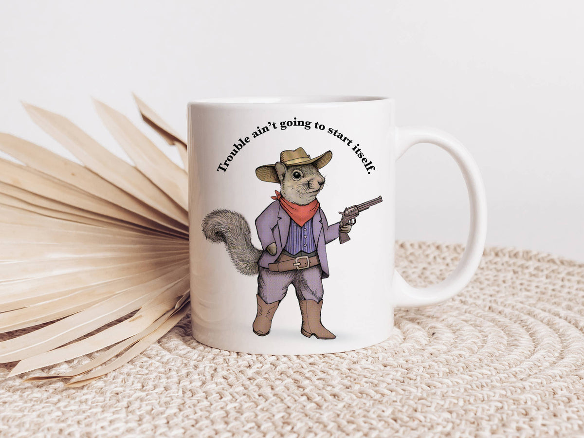 Cowboy Trouble Squirrel Mug. 409