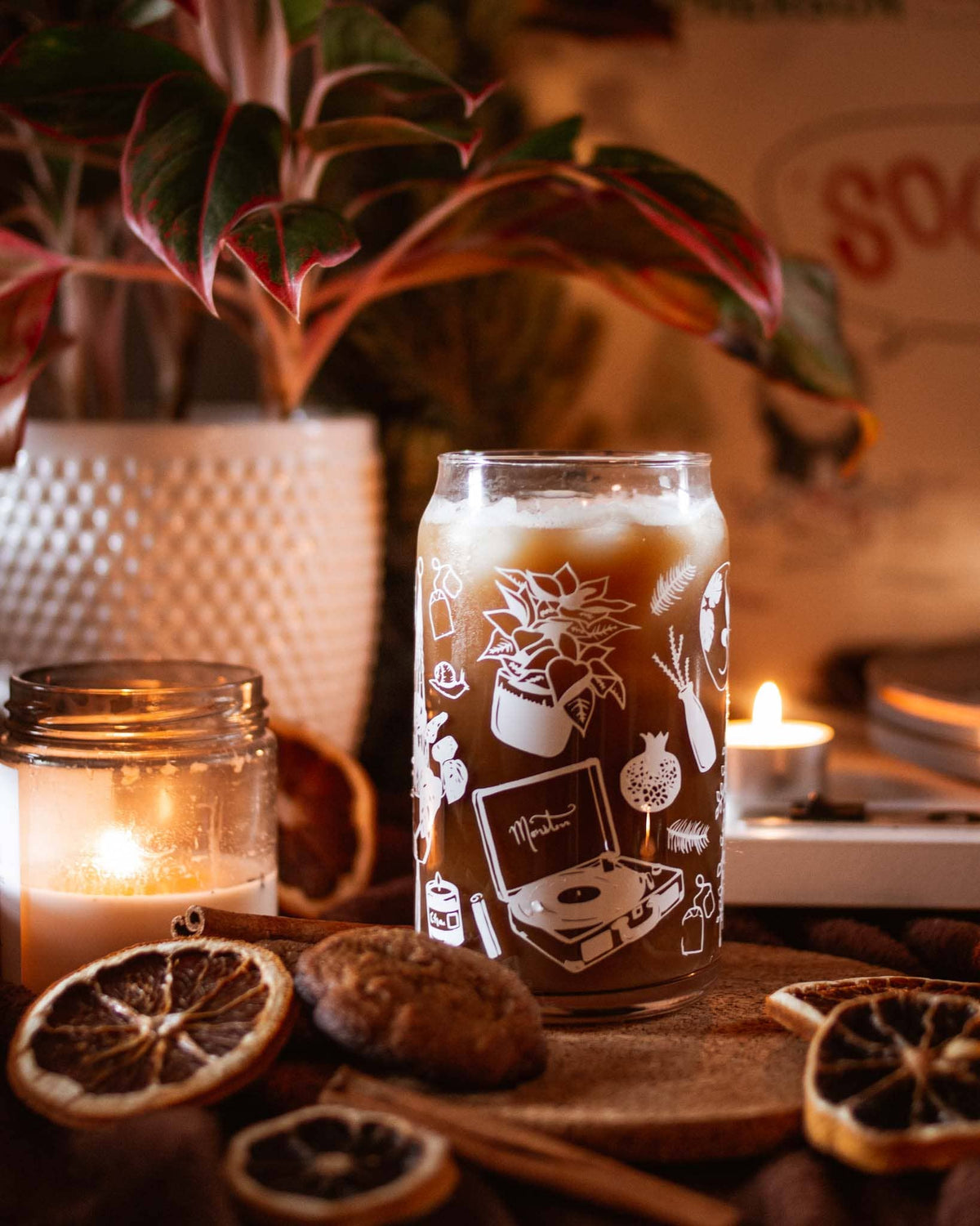 Cancelled Plans Can Glass | plants, records, cats & tea 16 oz