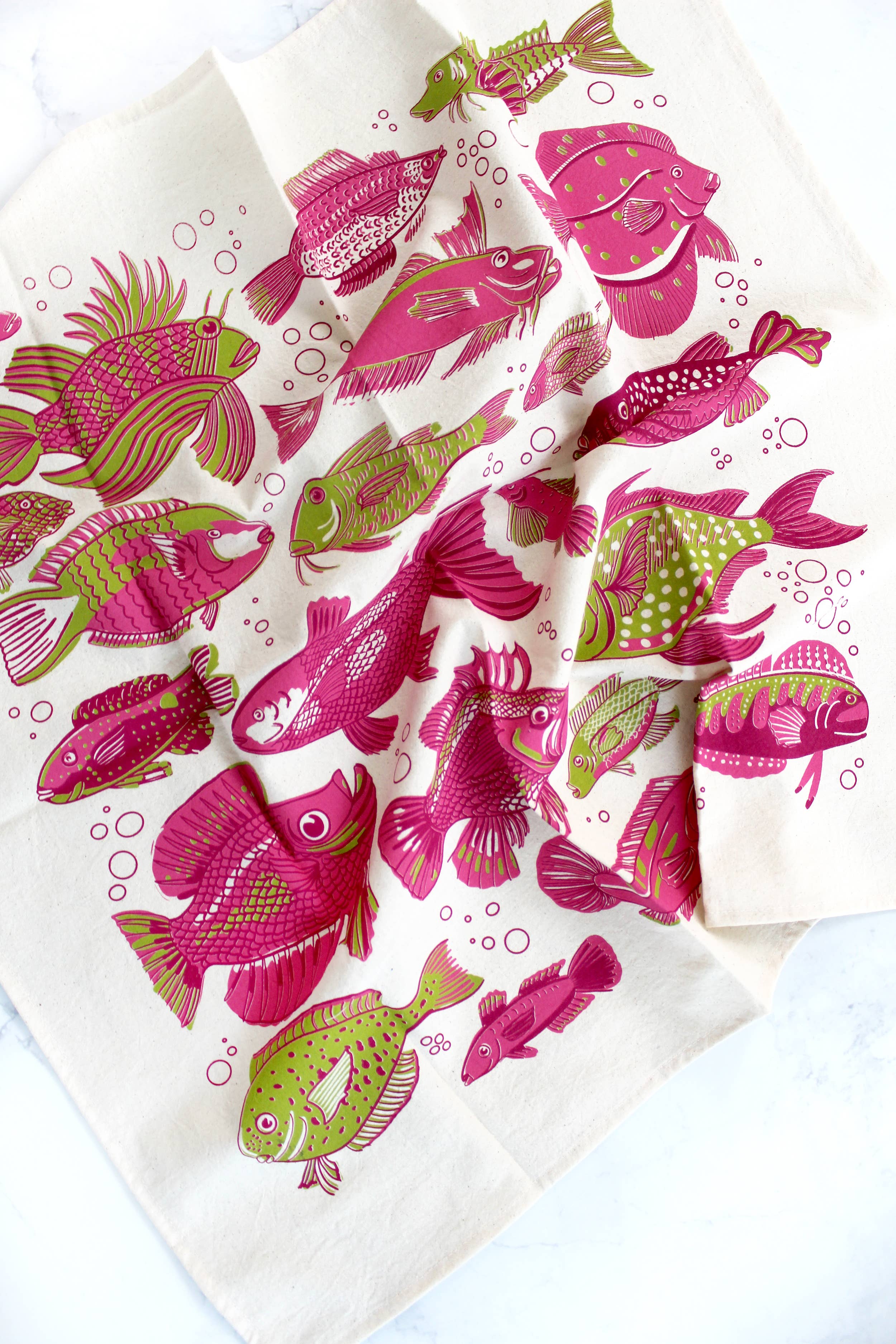 Go Fish Screen Printed Tea Towel