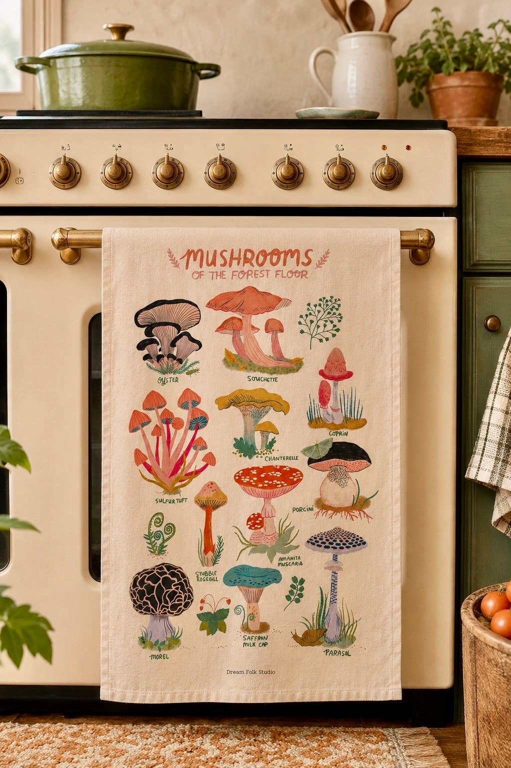 Mushrooms of the Forest Floor 100% European Linen Tea Towel