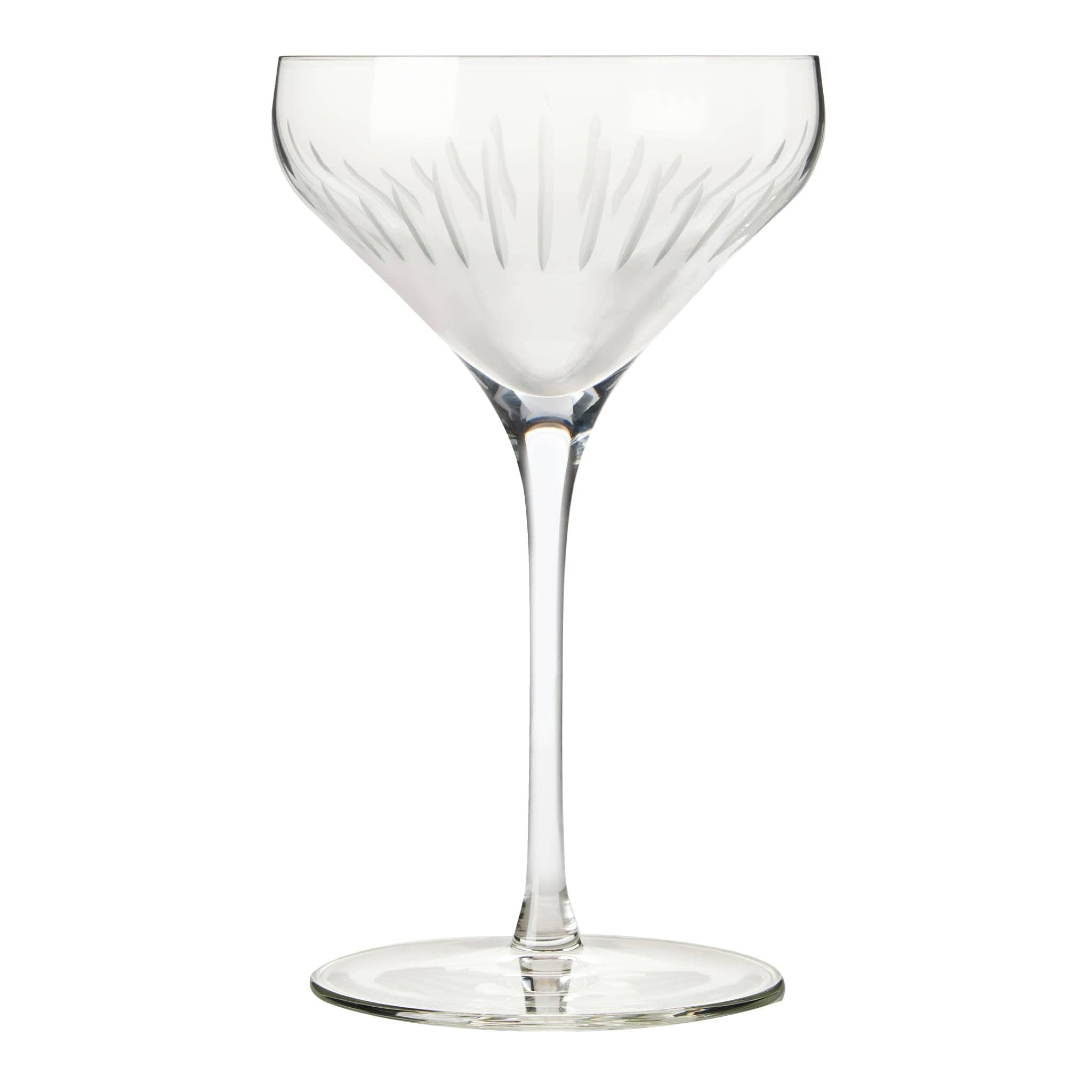 Libbey Signature Greenwich Diamond Cut Coupe Cocktail Glasses, 8 ounce