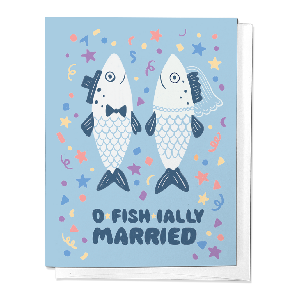 O-Fish-ially married, Cute Fish Wedding Newlywed Greeting Card