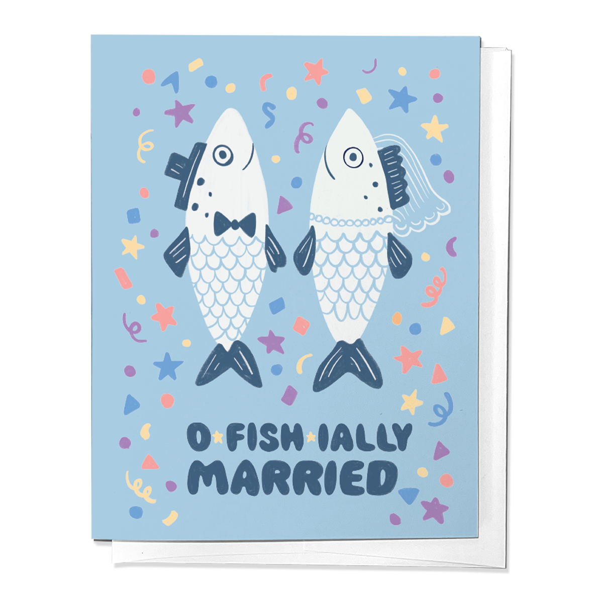 O-Fish-ially married, Cute Fish Wedding Newlywed Greeting Card