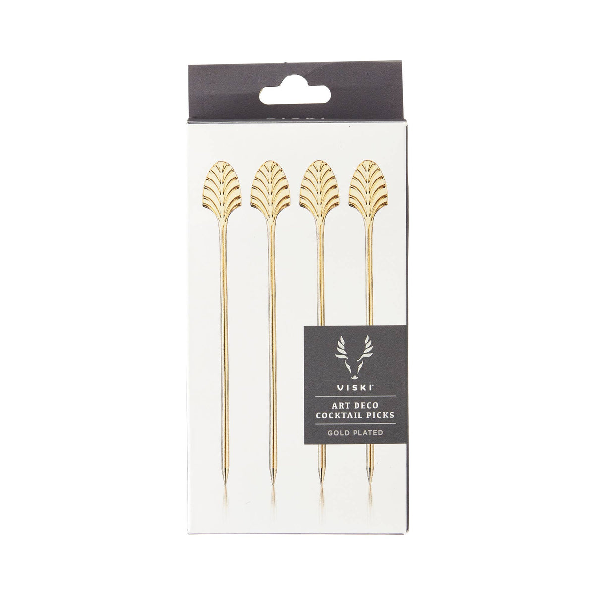 Art Deco Reusable Gold Plated Cocktail Picks Set of 4