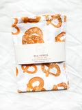 Watercolor Pretzel Kitchen Tea Towel - 100% cotton