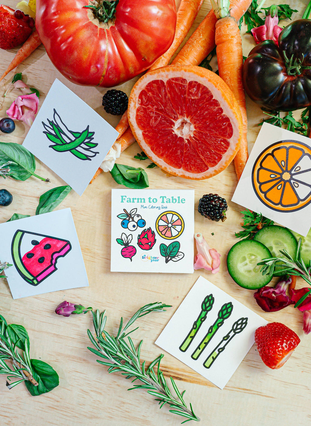 Farm To Table Mini Coloring Book - Fruits & Veggies