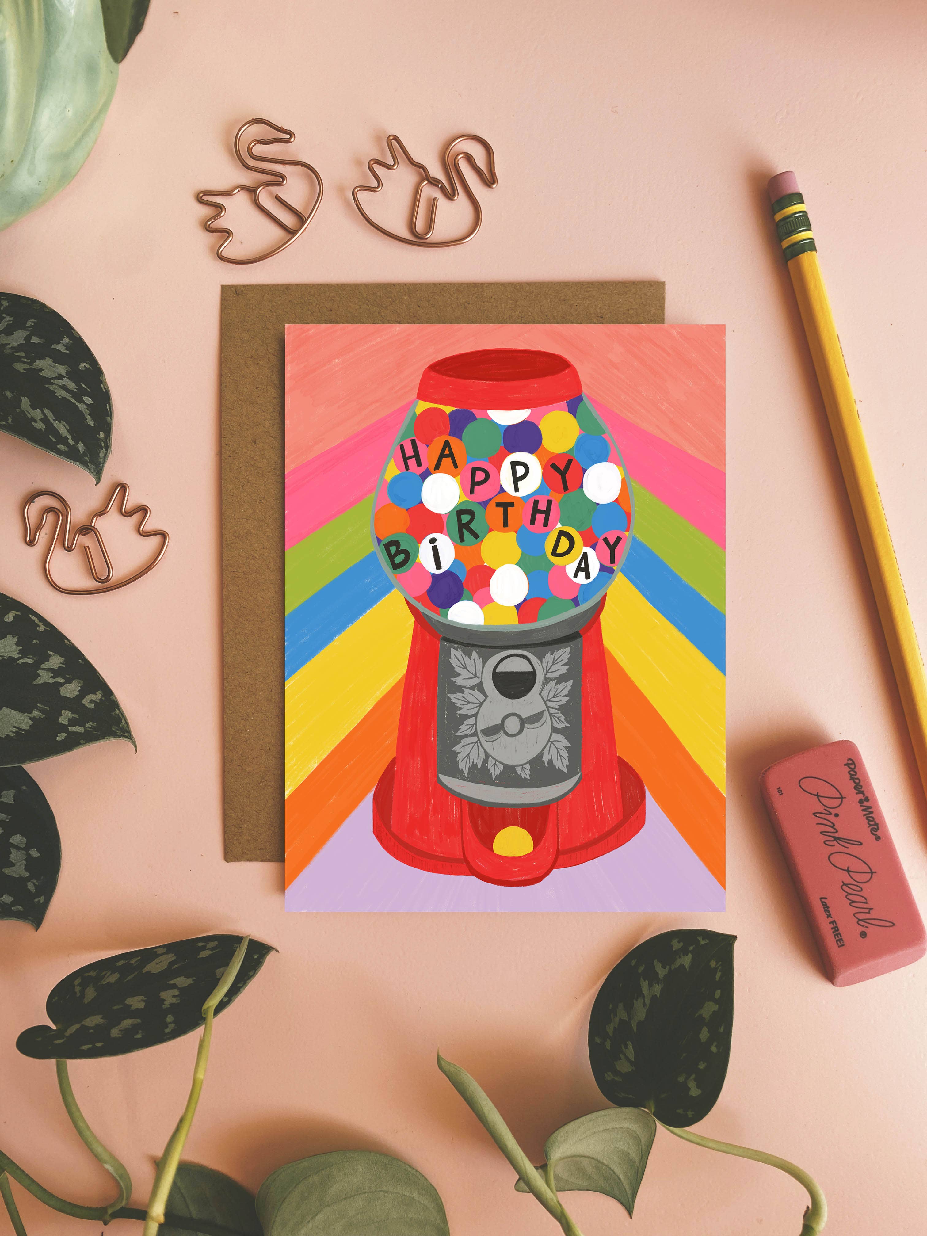 Gumball Machine Birthday Card - Kids Greeting Card