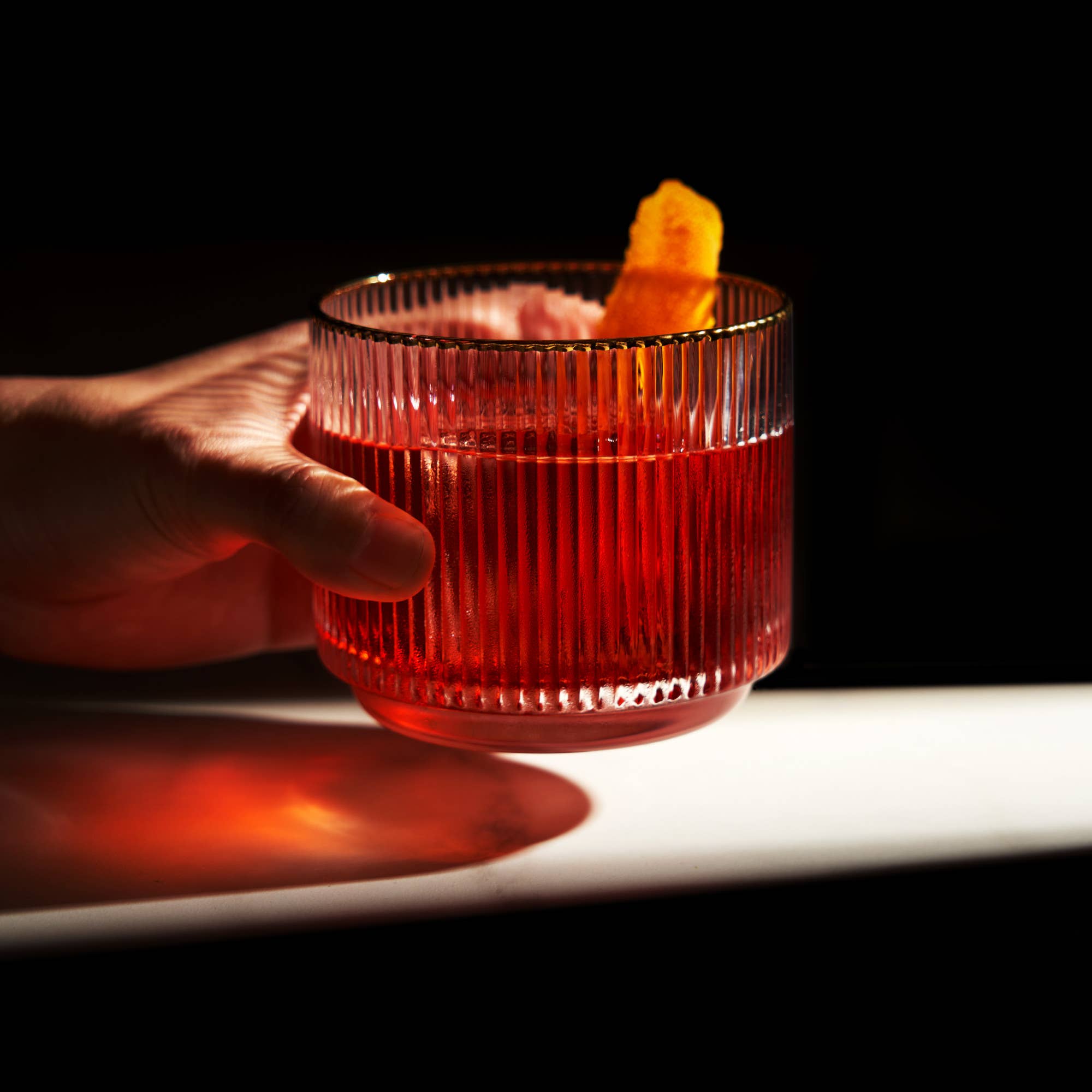 Meridian Crystal Gold Rimmed Lowball Tumblers