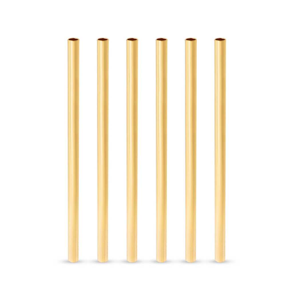 Belmont™ Reusable Gold Plated Lowball Straws Set of 6