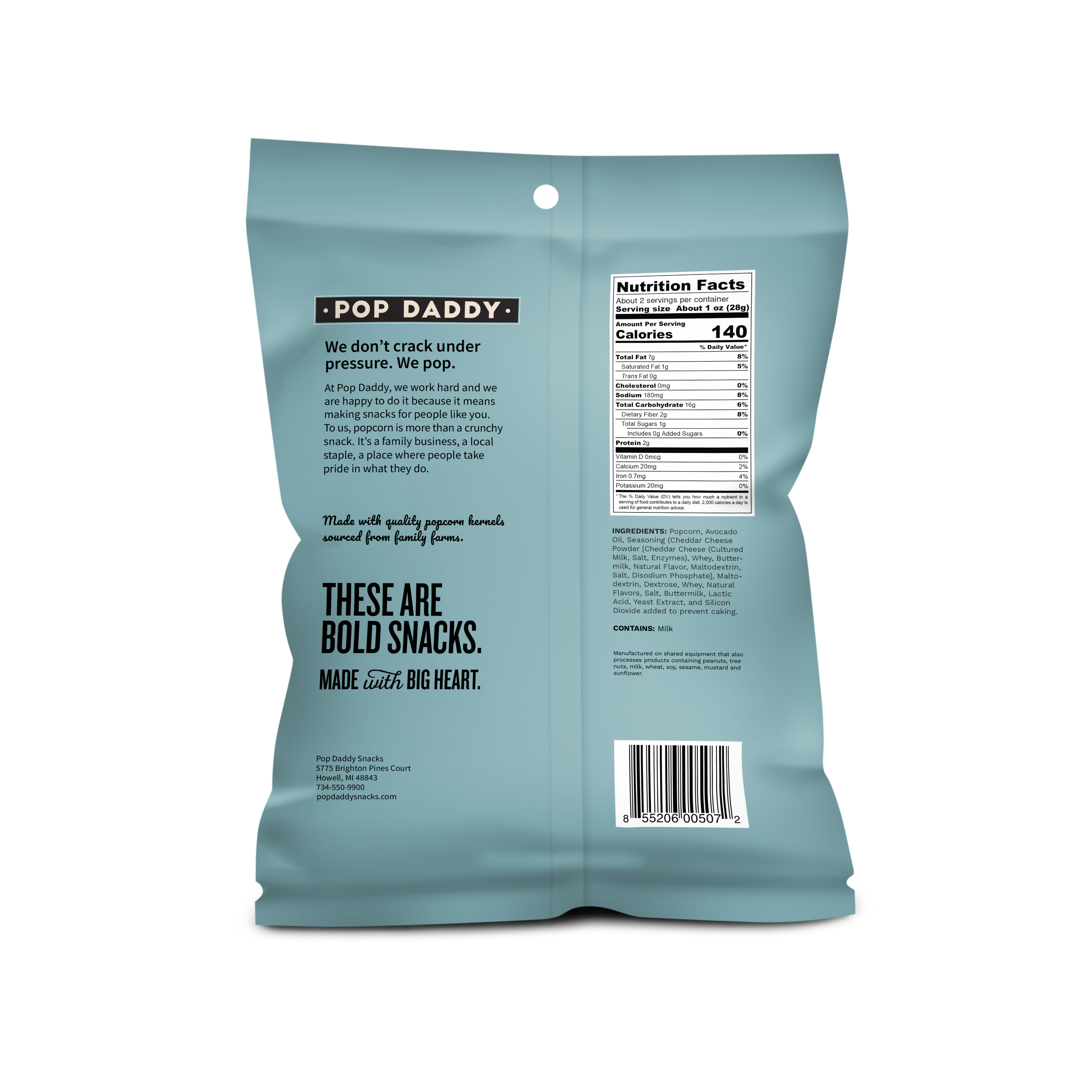 Flavored Popcorn - 2oz - Real White Cheddar (NEW 12CT)