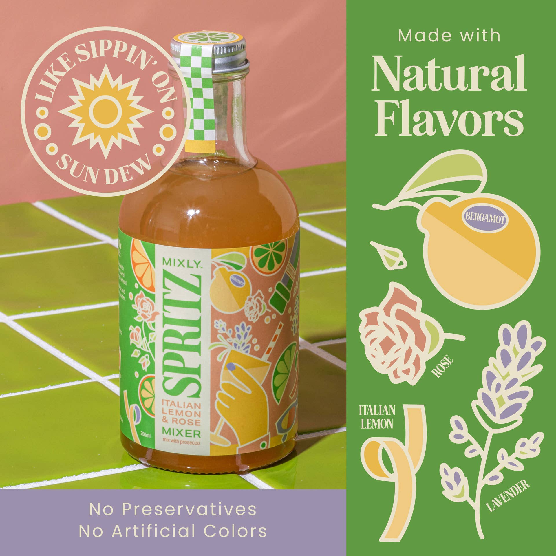 Italian Lemon & Rose Spritz Cocktail / Mocktail Mixer