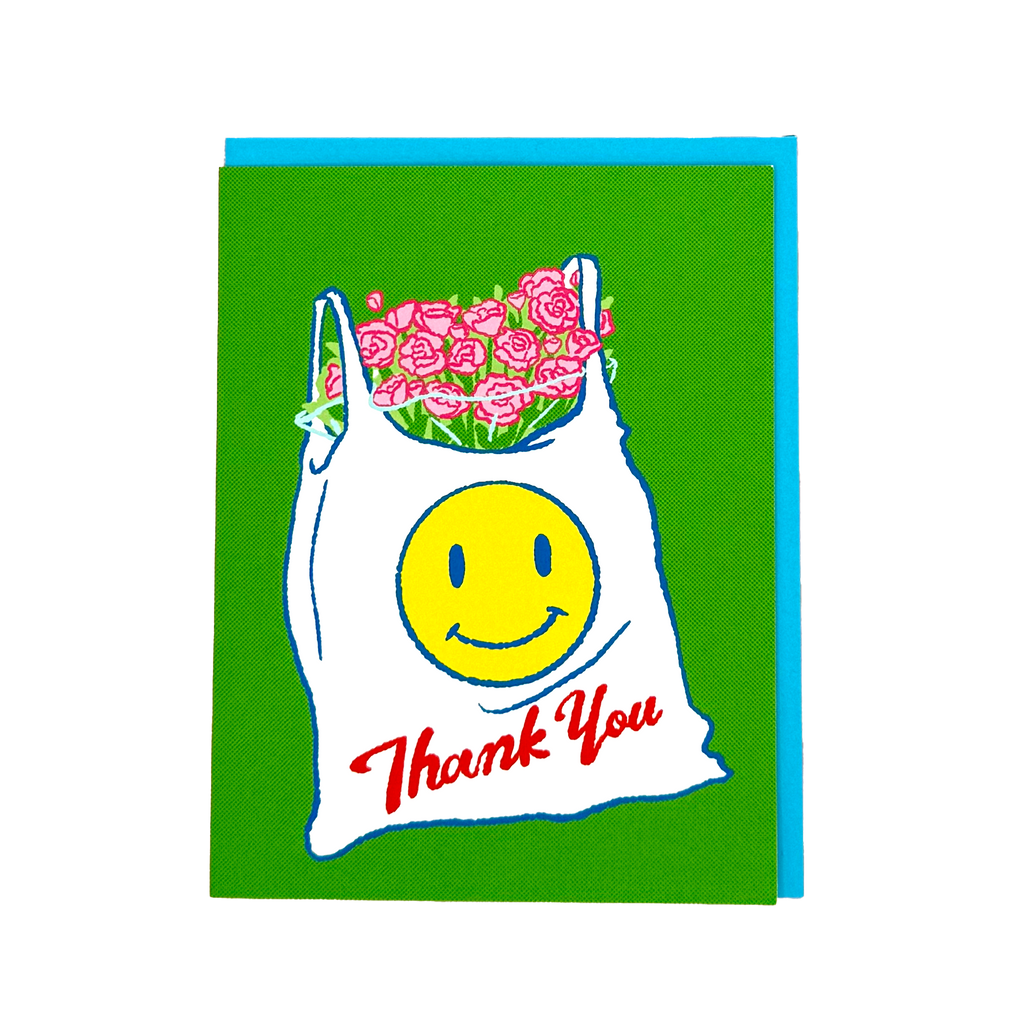Plastic Bag and Flowers Thank You Greeting Card