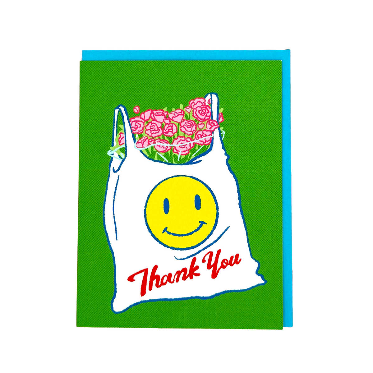 Plastic Bag and Flowers Thank You Greeting Card