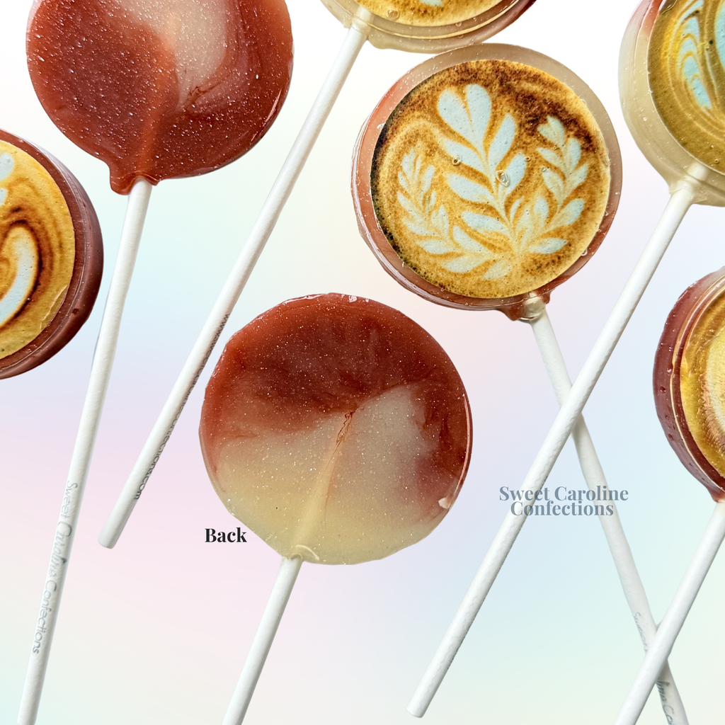 Coffee Latte Art Lollipops - REAL COFFEE - 10/Case VEGAN