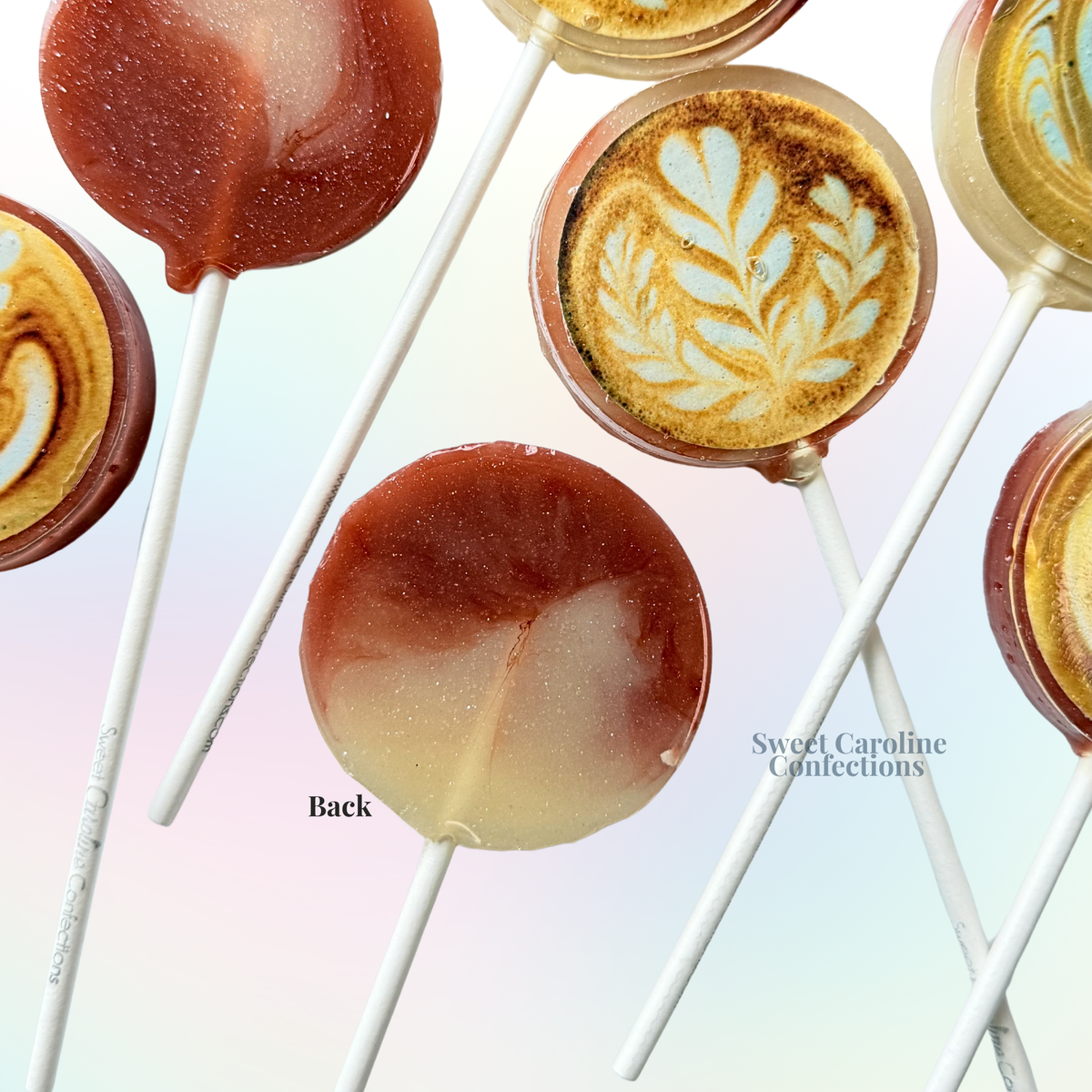 Coffee Latte Art Lollipops - REAL COFFEE - 10/Case VEGAN