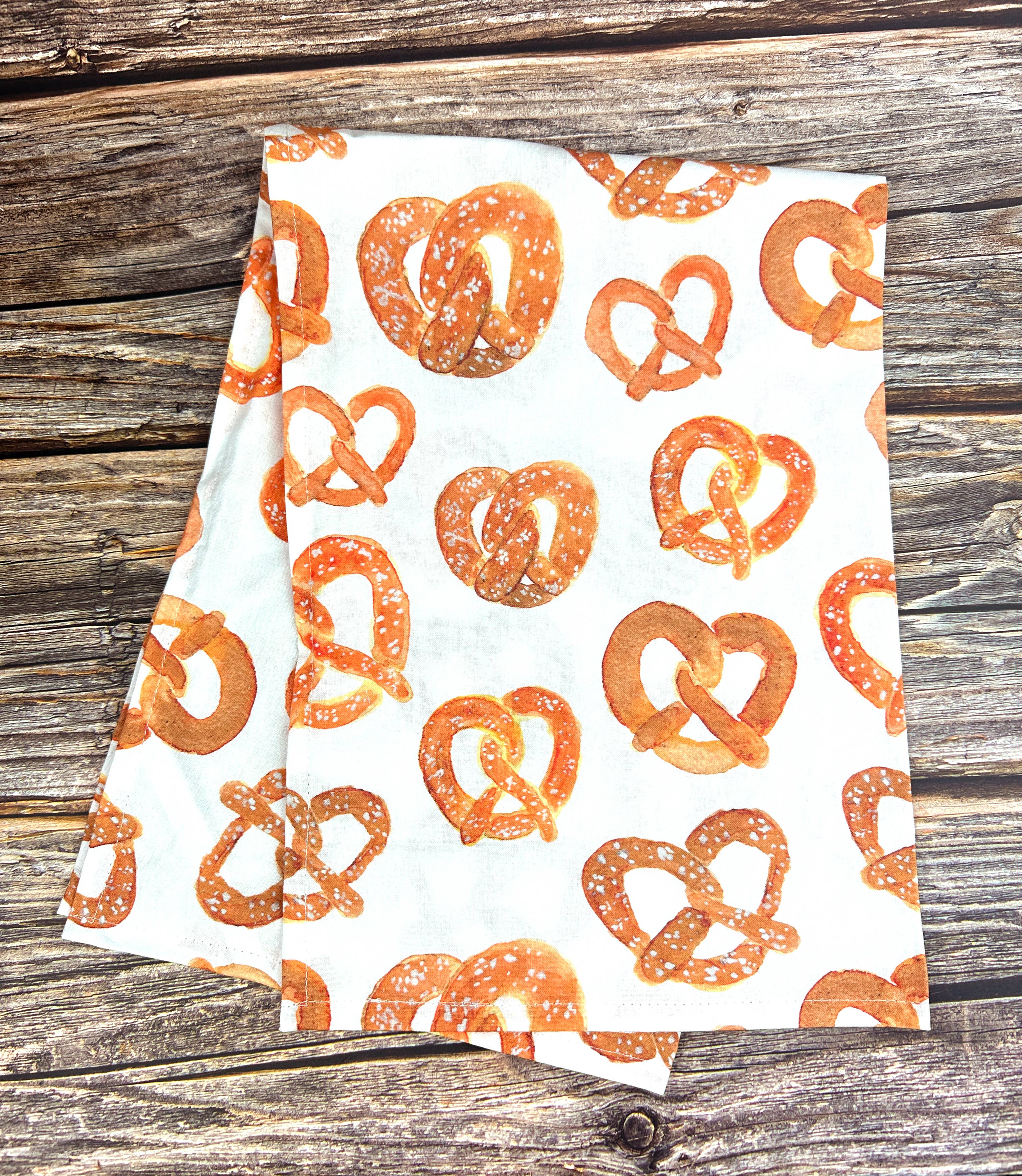 Watercolor Pretzel Kitchen Tea Towel - 100% cotton