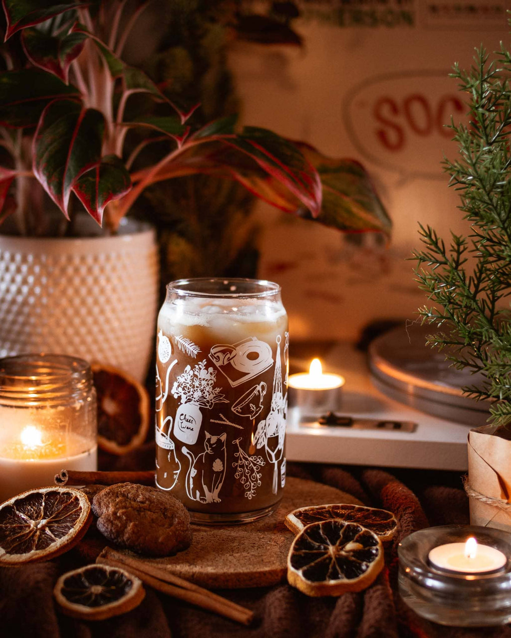 Cancelled Plans Can Glass | plants, records, cats & tea 16 oz
