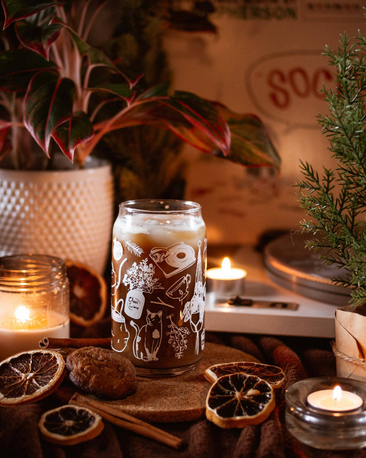 Cancelled Plans Can Glass | plants, records, cats & tea 16 oz