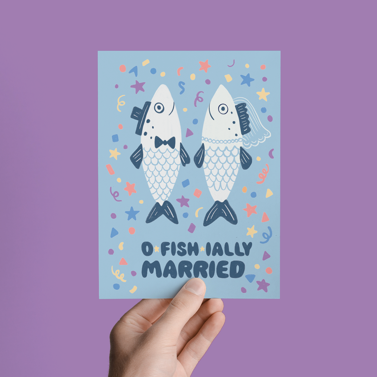 O-Fish-ially married, Cute Fish Wedding Newlywed Greeting Card