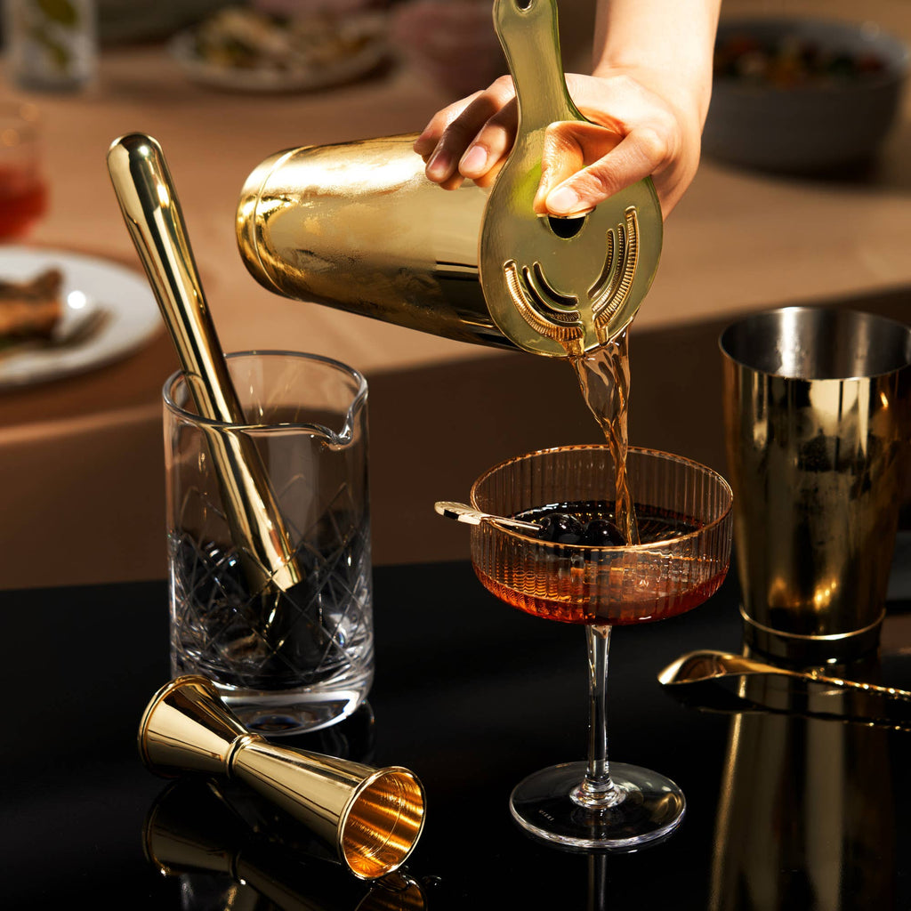 Art Deco Reusable Gold Plated Cocktail Picks Set of 4