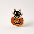 Pumpkin & Black Cat Pin, Jack o lantern, Halloween