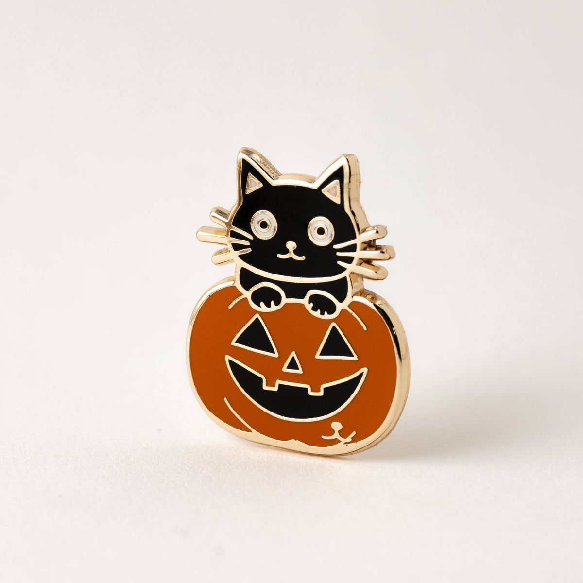 Pumpkin & Black Cat Pin, Jack o lantern, Halloween