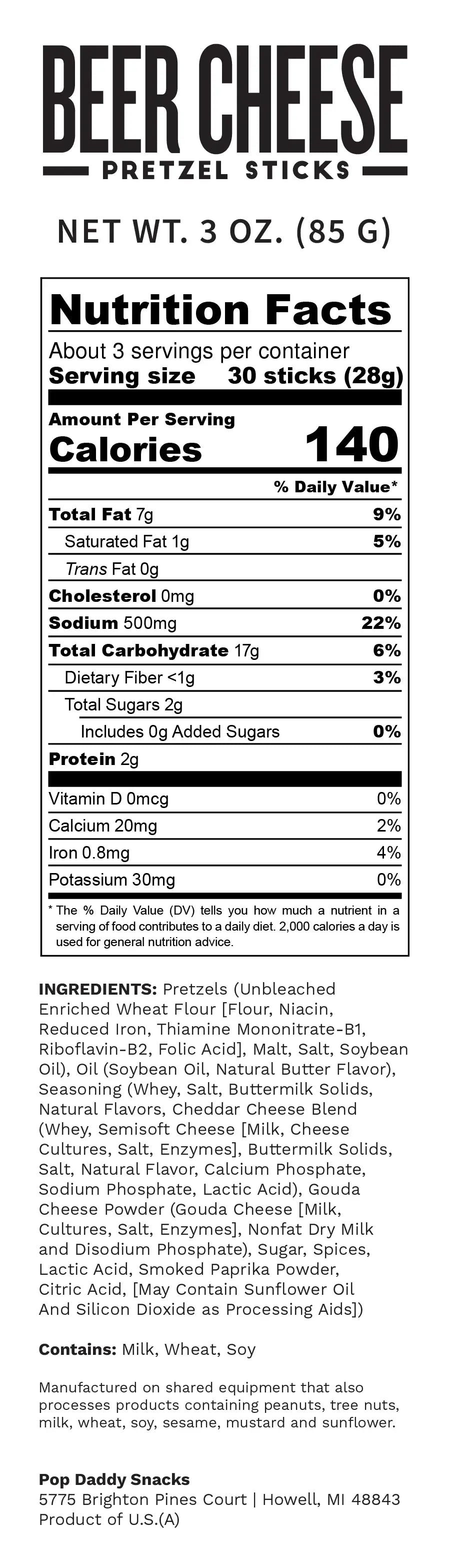 Seasoned Pretzels - 3oz - Beer Cheese (NEW 12CT)