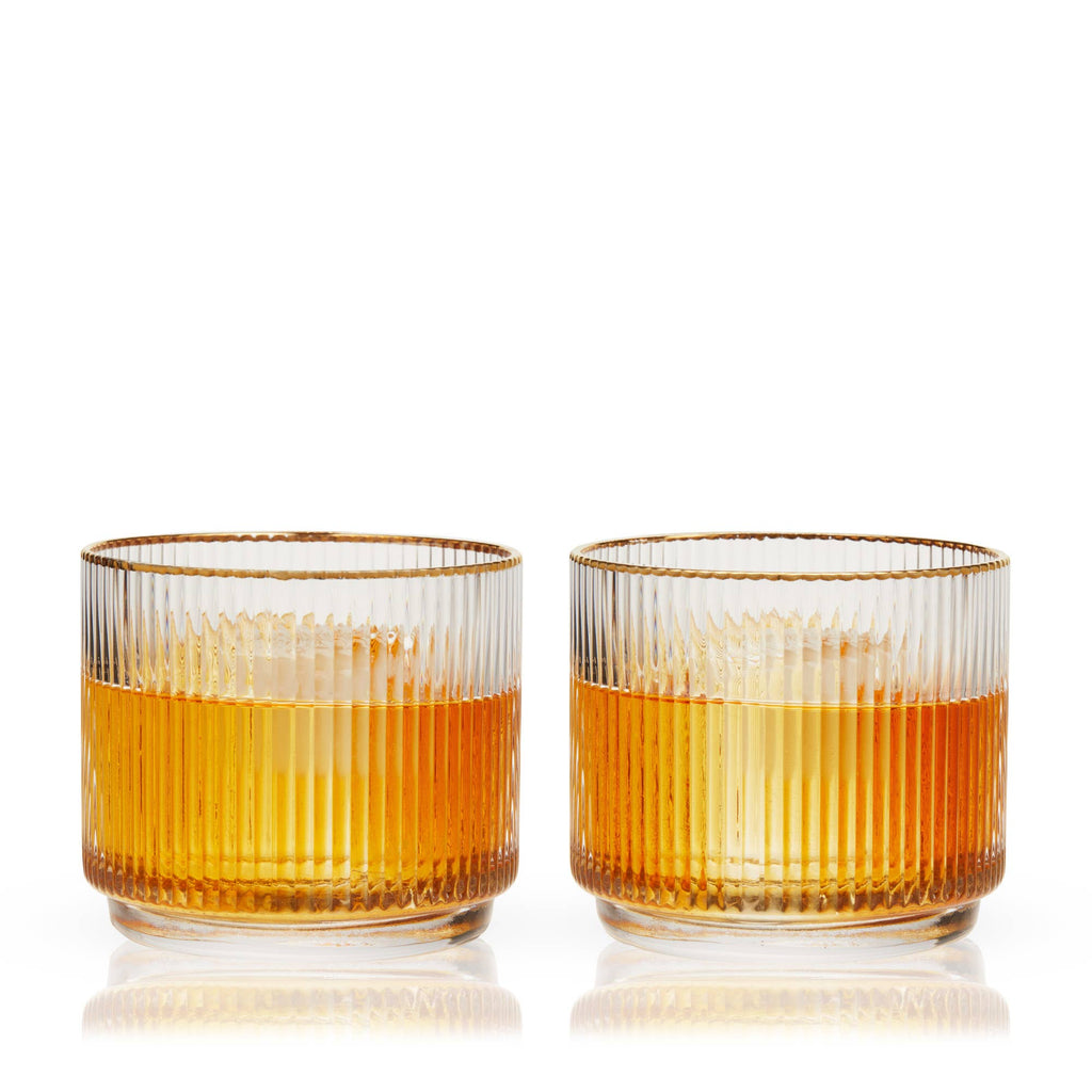 Meridian Crystal Gold Rimmed Lowball Tumblers