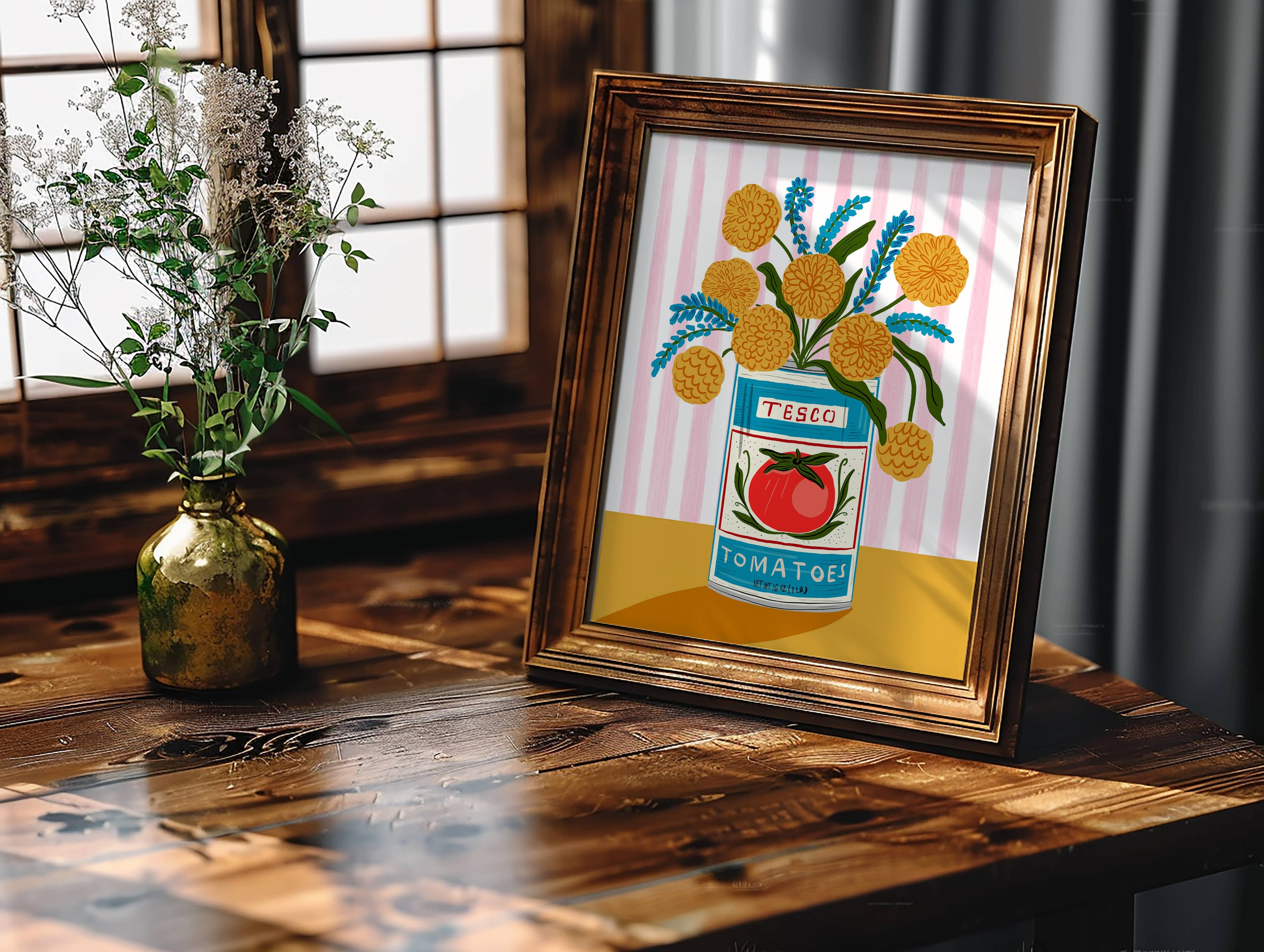 "Floral Tomato Can with Stripes" - 8" x 10" Giclée Art Print