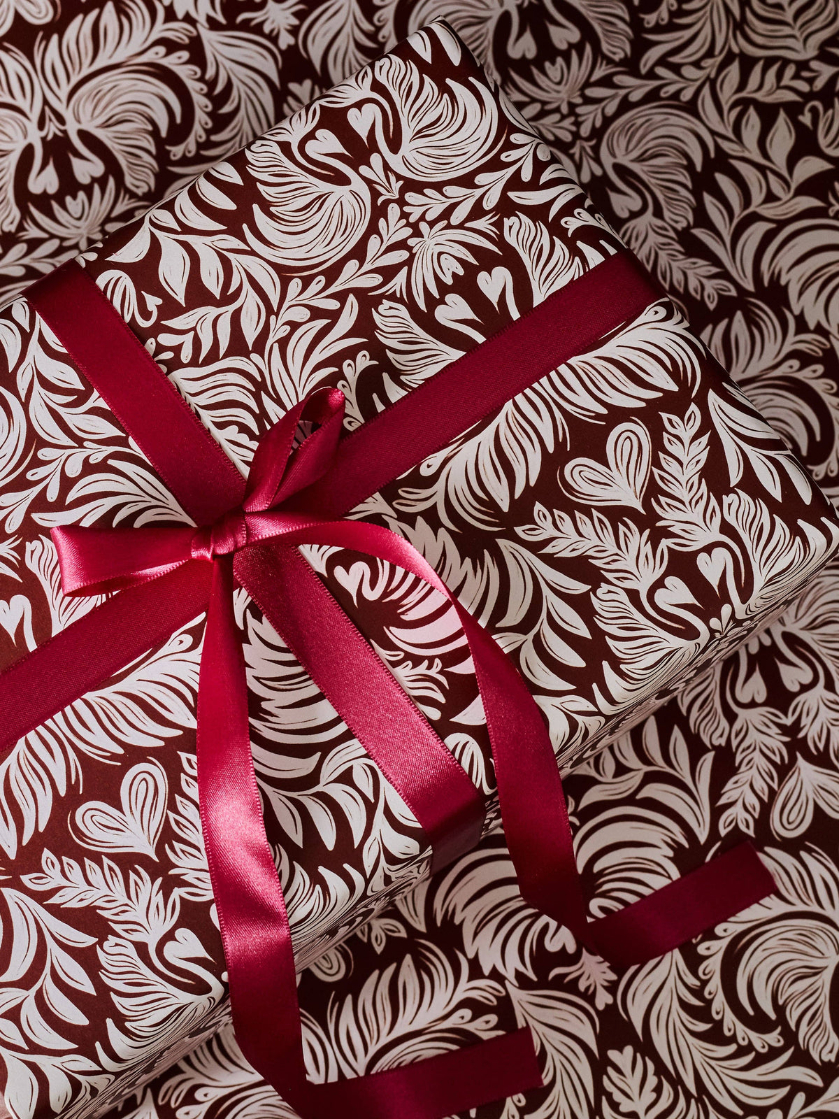 Mocha Latte Art and Tulip Windowpane Double Sided Gift Wrap | Set of 3 Sheets