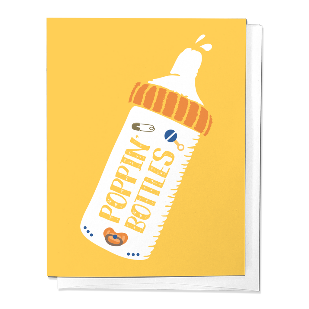 Poppin Baby Bottles, Funny Newborn Congrats Greeting Card