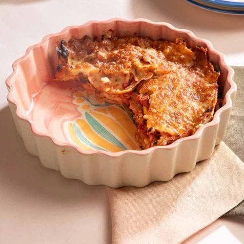 Pink Keora Ceramic Quiche Dish | Handpainted Ceramic