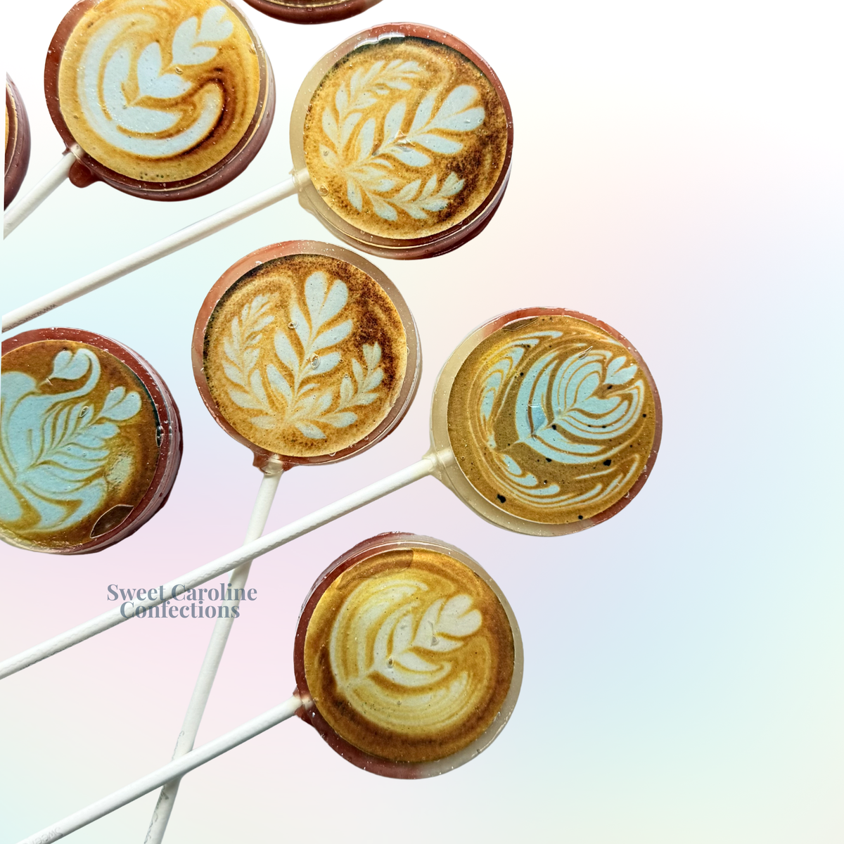 Coffee Latte Art Lollipops - REAL COFFEE - 10/Case VEGAN