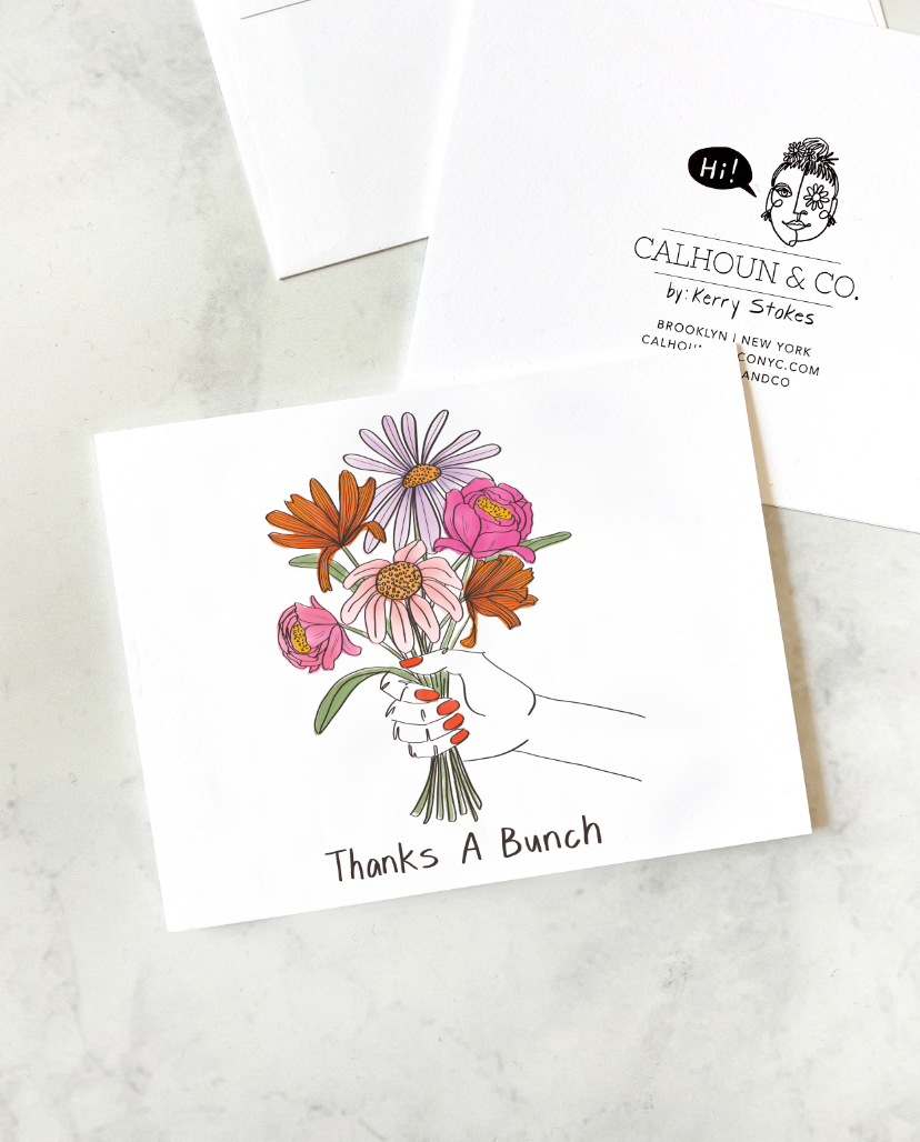 Thanks A Bunch Bouquet Hand Flower Greeting Card