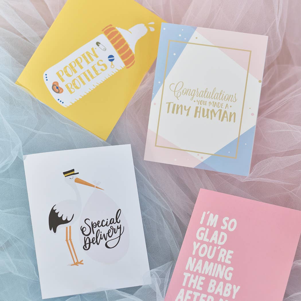 Poppin Baby Bottles, Funny Newborn Congrats Greeting Card