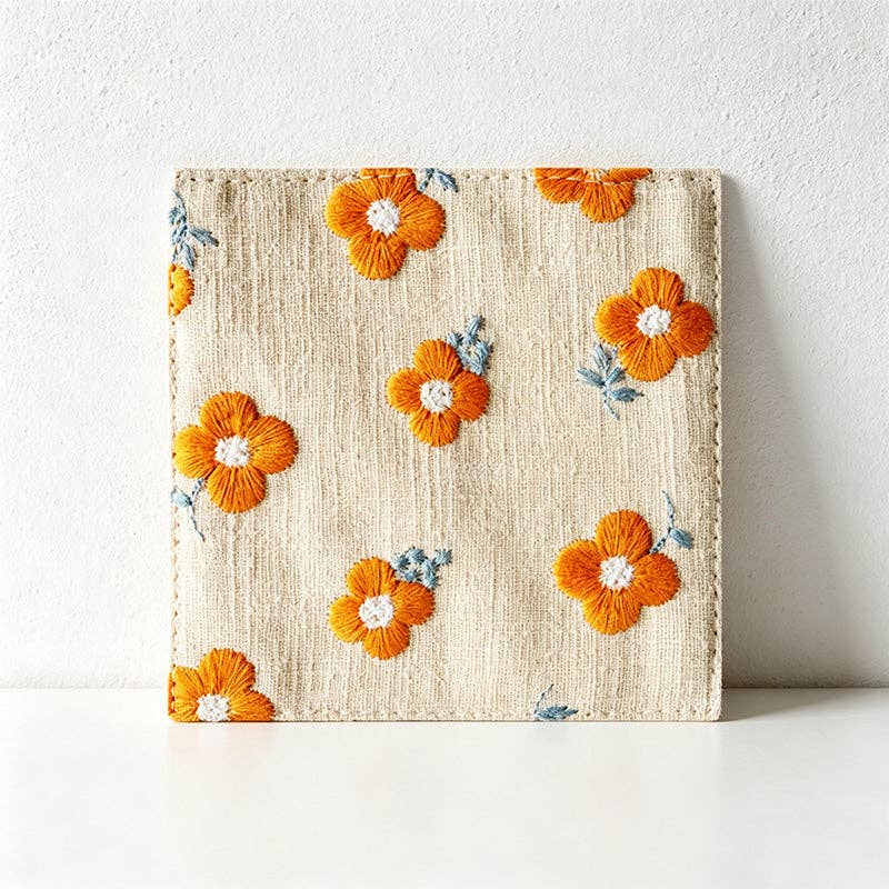 CouldNook Embroidered Cotton Linen Coaster - 2 colors